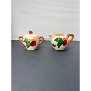 Vintage Franciscan Apple Creamer and Lidded Sugar Bowl Set Hand‎ Painted USA